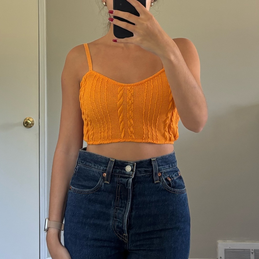 Zara Orange Knit Crop Top